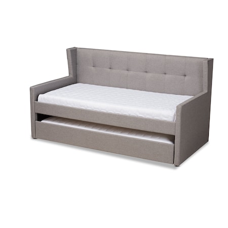 Baxton Studio Giorgia Grey Upholstered Twin Size Daybed with Trundle 156-9499